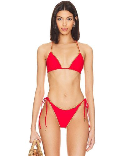 Luli Fama Luli Chic Seamless Triangle Bikini Top - Red