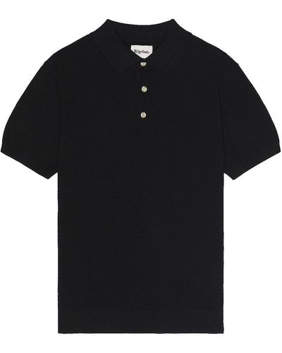 Rhythm Textured Knit Short Sleeve Polo - ブラック