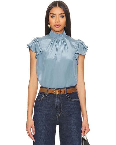 1.STATE Smocked Turtle Neck Top In Blue. Size M, S, Xl, Xs, Xxs.