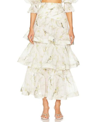Zimmermann Pleated Tiered Skirt - Natural