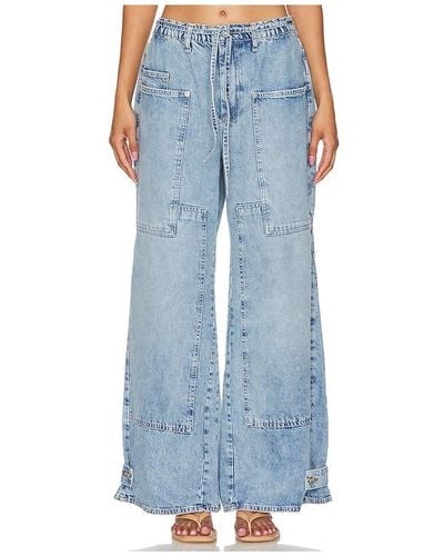 Free People X We The Free Curvy Outlaw Wide Leg Trousers - Blue