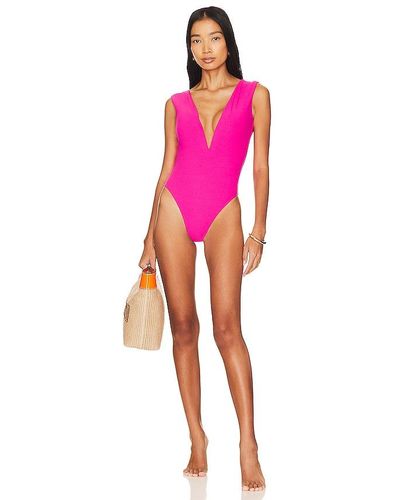 Seafolly Coco Beach Terry Cap Sleeve V Wire One Piece - Pink
