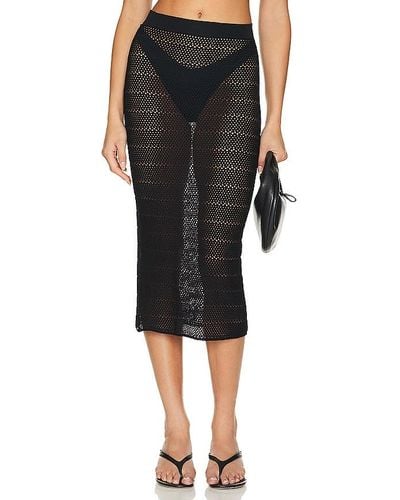 PQ Swim Long Crochet Skirt - Black