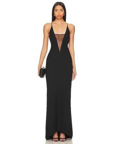 The Sei Plunge Gown With Mesh - Black