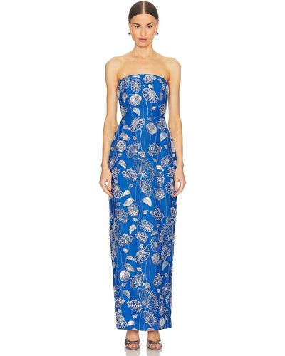 MILLY Orion Sequin Embellished Linen Dress - ブルー