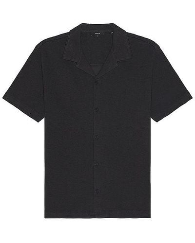 Vince Boucle Short Sleeve Button Down Shirt - Black