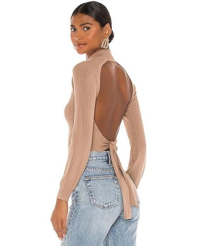 Michael Costello X Revolve Cropped Open Back Mock Neck - Natural