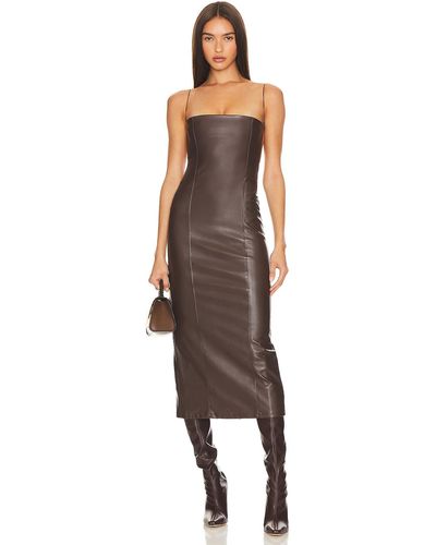 aaizél Faux Leather Midi Dress - ブラウン