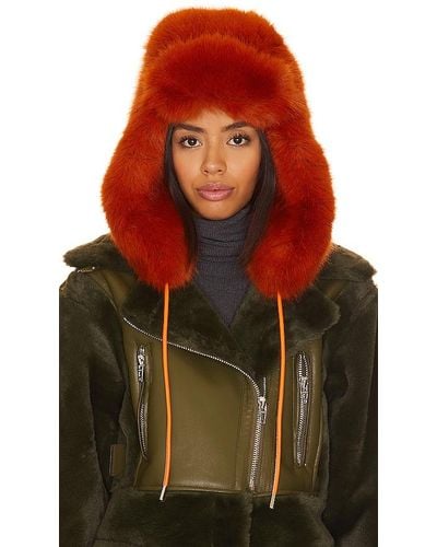 Adrienne Landau CHAPEAU TRAPPER IMITATION RENARD - Rouge