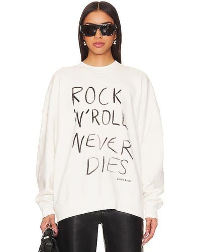 Anine Bing Miles Sweatshirt Rock N Roll - White