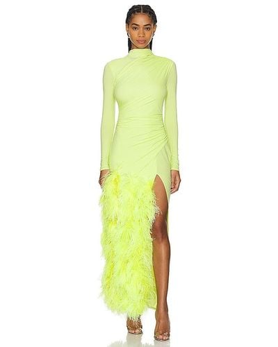 LAPOINTE Draped Feather Gown - Yellow