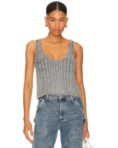 Free People High Tide Cable Tank - ブルー