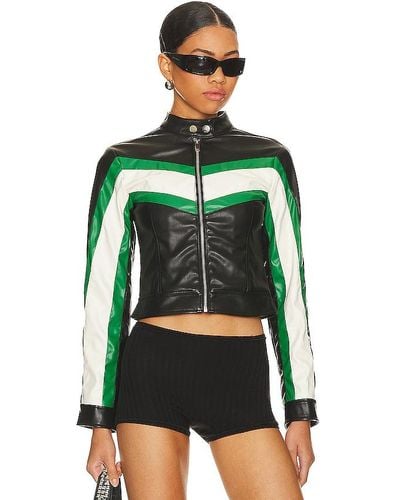 superdown Jackie Faux Leather Moto Jacket - Green