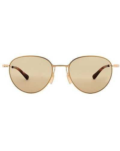 Bottega Veneta Thin Triangle Round Sunglasses - Metallic
