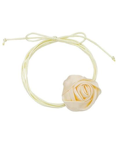 petit moments Rosette Tie Necklace - Blanc