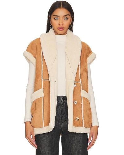 Blank NYC Faux Leather Sherpa Vest - Natural