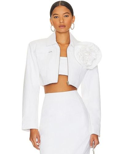 Lamarque BLOUSON EN DENIM APPLICATION FLORALE ANEESA - Blanc