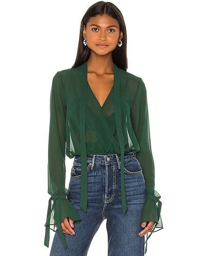 House of Harlow 1960 X Revolve Joli Tie Cuff Blouse - Green