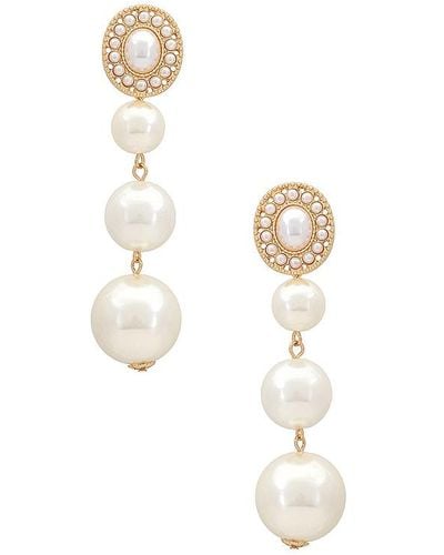 Ettika Graduating Pearl Dangle Earrings - White