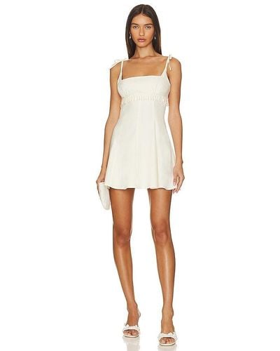 LPA Perla Fringe Trim Mini Dress - White