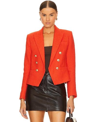 L'Agence Brooke Double Breasted Crop Blazer - Red