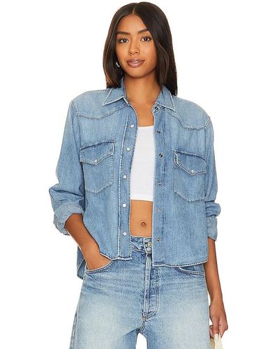 Citizens of Humanity CROPPED SHIRT WESTERN - Blau