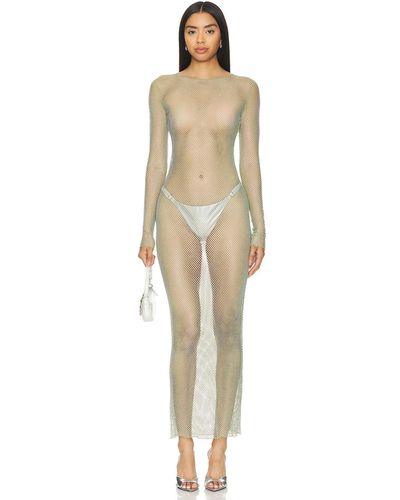 Kim Shui Fishnet Long Sleeve Dress - ナチュラル