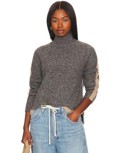 Autumn Cashmere Tipped Mock Neck Sweater - Gray
