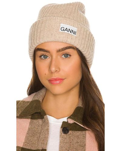 Ganni Knit Beanie - Brown