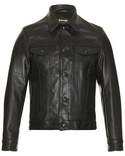 Schott Nyc Naked Cowhide Jean Style Jacket - Black