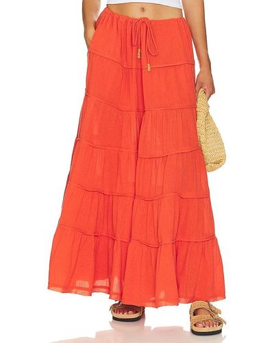 Free People Simply Smitten Maxi Skirt - Red