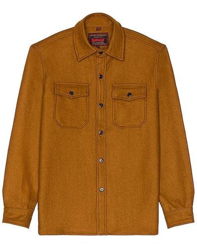 Schott Nyc Cpo Wool Shirt - Brown