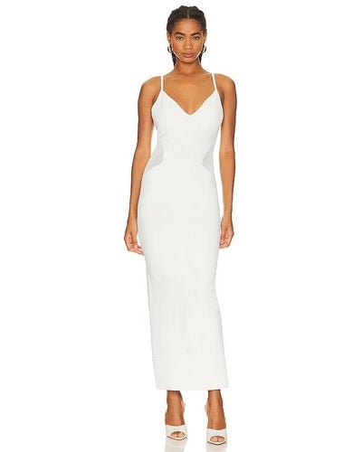 Hervé Léger Mixed Pointelle Strappy Gown - White