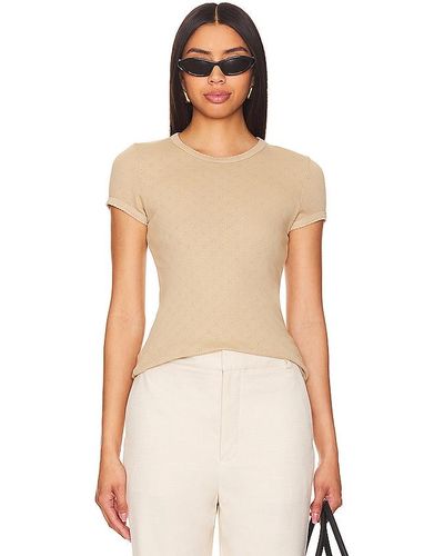 Enza Costa Scallop Edge Pointelle Cap Sleeve - Natural