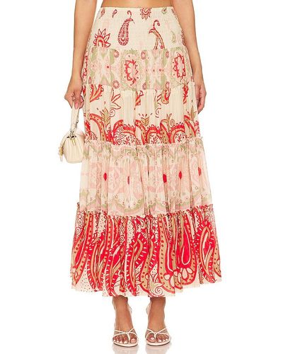 Free People Super Thrills Maxi Skirt - Red