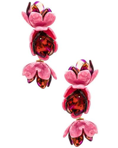 Lele Sadoughi Rose Petal Triple Drop Clip-on Earrings - Red
