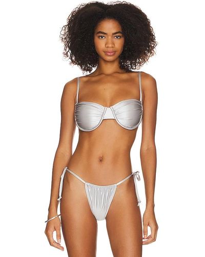 GOOD AMERICAN Ruched Demi Cup Top - Metallic