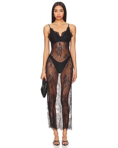 House of Harlow 1960 ROBE DIONNE LACE SLIP - Noir