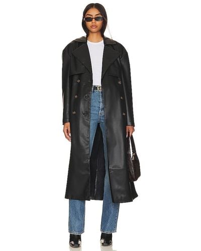 Blank NYC Faux Leather Trench Coat - Black