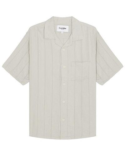 Corridor NYC Striped Seersucker Short Sleeve Shirt - White
