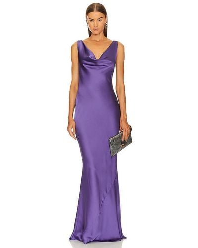 Norma Kamali Deep Drape Neck Gown - Purple