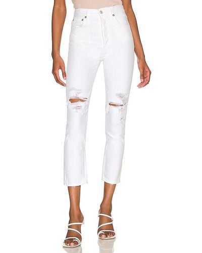 Agolde Riley High Rise Straight Crop - White