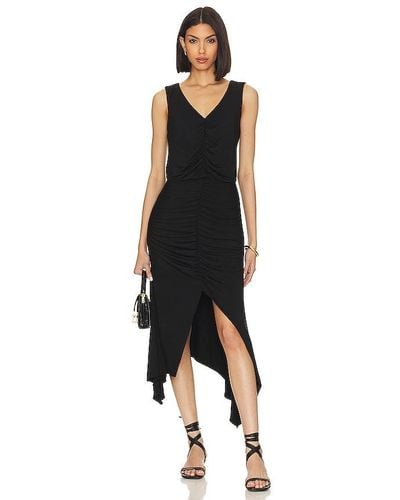 Krisa High Low Ruched Dress - Black