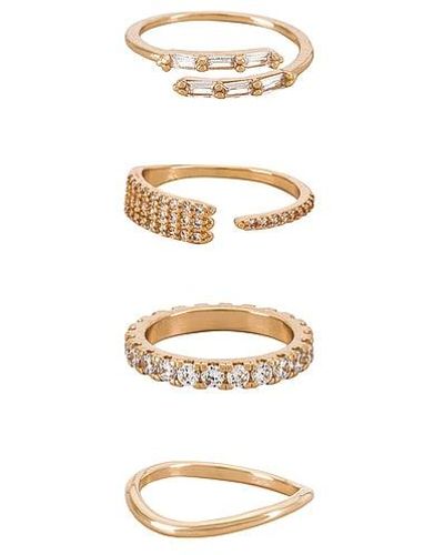 Ettika Crystal Embellished Ring Set - White