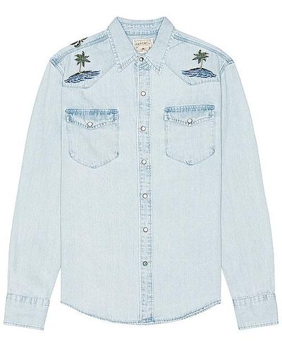 Faherty Sun & Waves Embroidered Shirt - Blue