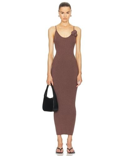 LPA Dara Rosette Midi Dress - Brown