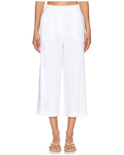 MILLY Solid Linen Pant - White