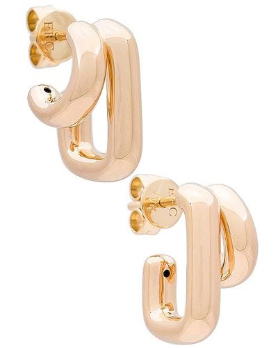 EF Collection Double Gold Jumbo Huggie Earrings - White