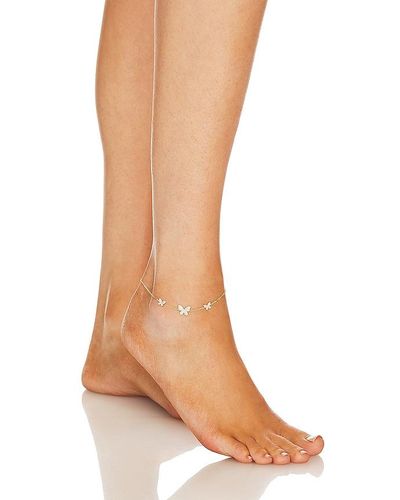 By Adina Eden Pave Triple Butterfly Anklet - Metallic