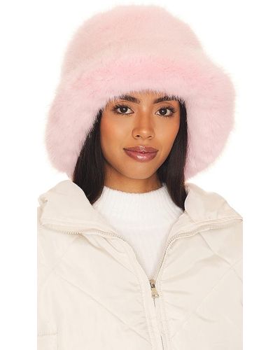 Jocelyn Oversized Faux Fur Bucket Hat - Pink